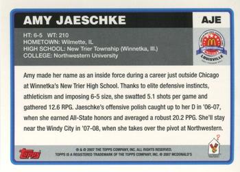 2007 Topps McDonald's All-American Game #AJE Amy Jaeschke Back