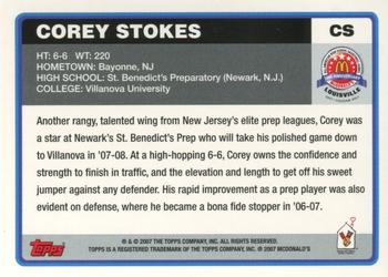 2007 Topps McDonald's All-American Game #CS Corey Stokes Back