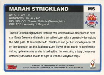 2007 Topps McDonald's All-American Game #MS Marah Strickland Back