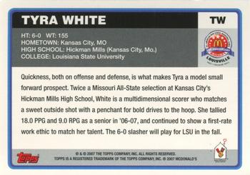 2007 Topps McDonald's All-American Game #TW Tyra White Back