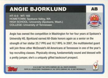 2007 Topps McDonald's All-American Game #AB Angie Bjorklund Back