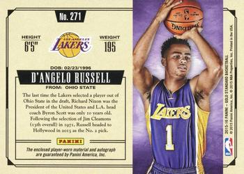 2015-16 Panini Gold Standard #271 D'Angelo Russell Back