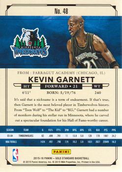 2015-16 Panini Gold Standard #48 Kevin Garnett Back