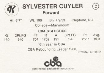 1980-81 TCMA CBA #2 Sylvester Cuyler Back