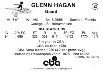 1980-81 TCMA CBA #22 Glenn Hagan Back