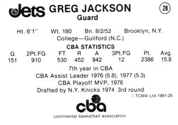 1980-81 TCMA CBA #28 Greg Jackson Back