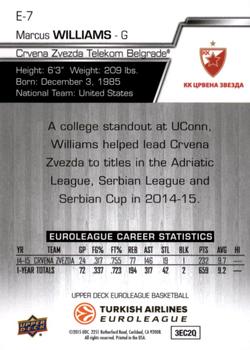 2015-16 Upper Deck Euroleague #E-7 Marcus Williams Back