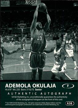 1999 SAGE - Autographs #A38 Ademola Okulaja Back