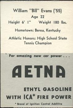 1955 Ashland / Aetna Oil #NNO Bill Evans Back