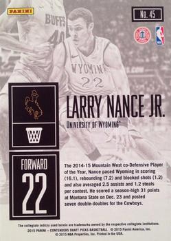 2015 Panini Contenders Draft Picks - Game Day #45 Larry Nance Jr. Back