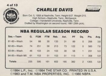1985-86 Star Lifebuoy Milwaukee Bucks #4 Charlie Davis Back