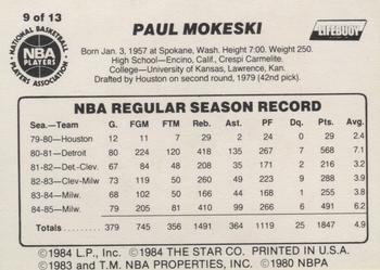 1985-86 Star Lifebuoy Milwaukee Bucks #9 Paul Mokeski Back