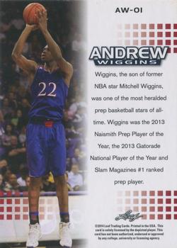 2014 Leaf Naltional Exclusive Andrew Wiggins Rookie #AW-01 Andrew Wiggins Back
