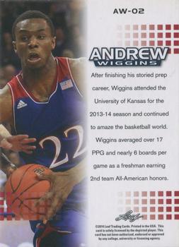 2014 Leaf Naltional Exclusive Andrew Wiggins Rookie #AW-02 Andrew Wiggins Back