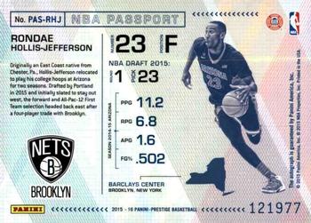 2015-16 Panini Prestige - NBA Passport #PAS-RHJ Rondae Hollis-Jefferson Back