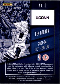 2015 Panini Contenders Draft Picks - Draft Ticket #10 Ben Gordon Back