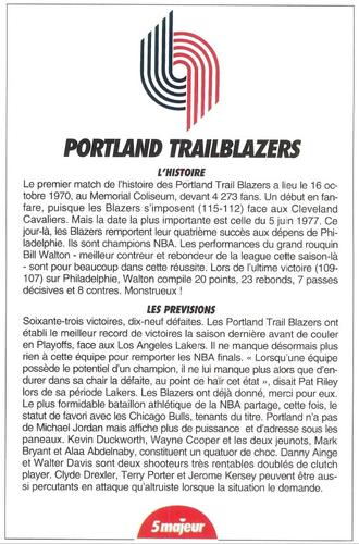1991-93 5 Majeur Magazine France #NNO Portland Trail Blazers Front
