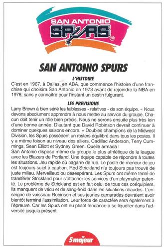 1991-93 5 Majeur Magazine France #NNO San Antonio Spurs Front