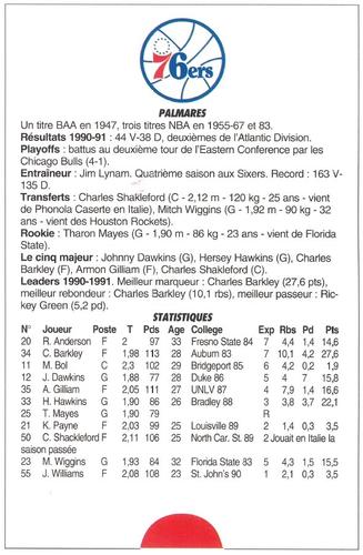 1991-93 5 Majeur Magazine France #NNO Philadelphia 76ers Back