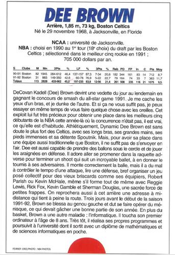 1991-93 5 Majeur Magazine France #NNO Dee Brown Back