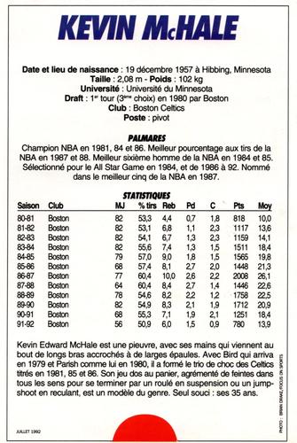 1991-93 5 Majeur Magazine France #NNO Kevin McHale Back