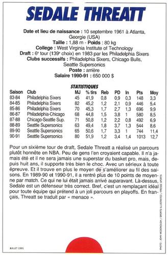 1991-93 5 Majeur Magazine France #NNO Sedale Threatt Back