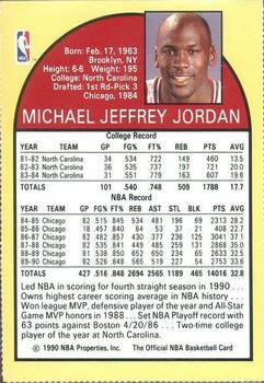 1990 Hoops Team Night Chicago Bulls #NNO Michael Jordan Back