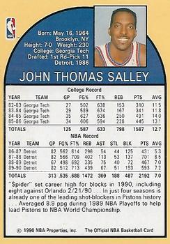 1990 Hoops Team Night Detroit Pistons #NNO John Salley Back