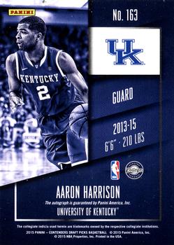 2015 Panini Contenders Draft Picks - College Draft Ticket Autographs Red Foil #163 Aaron Harrison Back