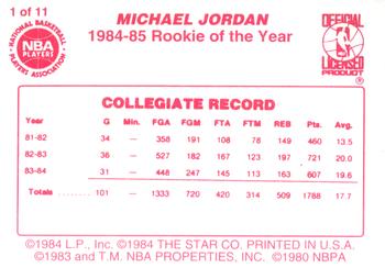 1997 1985 Star LAST 11 R.O.Y. Red Border (Unlicensed) #1 Michael Jordan Back