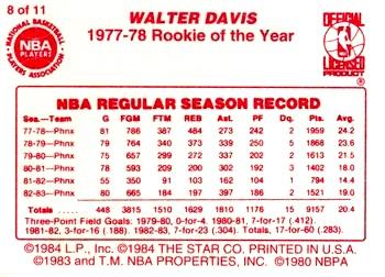 1997 1985 Star LAST 11 R.O.Y. Red Border (Unlicensed) #8 Walter Davis Back