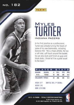 2015-16 Panini Totally Certified #182 Myles Turner Back