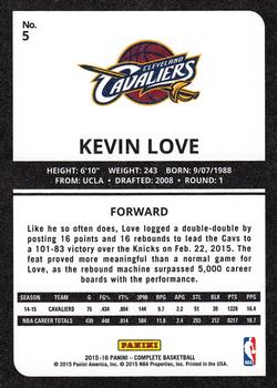 2015-16 Panini Complete #5 Kevin Love Back