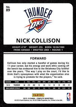 2015-16 Panini Complete #89 Nick Collison Back