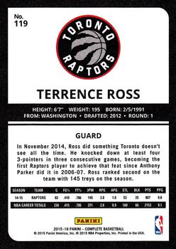 2015-16 Panini Complete #119 Terrence Ross Back