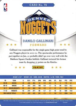 2012-13 Hoops Taco Bell #76 Danilo Gallinari Back