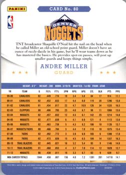 2012-13 Hoops Taco Bell #80 Andre Miller Back
