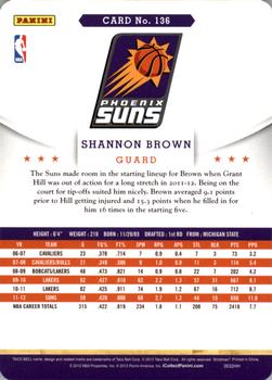2012-13 Hoops Taco Bell #136 Shannon Brown Back