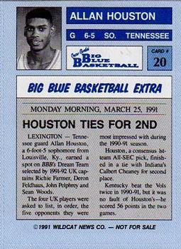 1990-91 Kentucky Wildcats Big Blue Magazine Dream Team/Award Winners - Perforated #20 Allan Houston Back