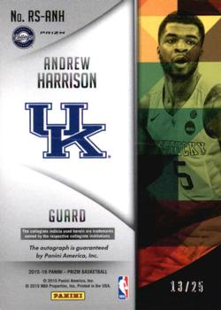 2015-16 Panini Prizm - Rookie Signatures Prizms #RS-ANH Andrew Harrison Back
