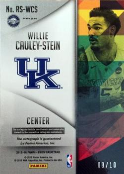 2015-16 Panini Prizm - Rookie Signatures Hyper Prizms #RS-WCS Willie Cauley-Stein Back