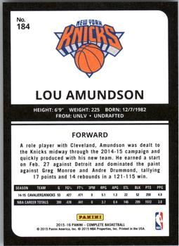 2015-16 Panini Complete - Silver #184 Lou Amundson Back