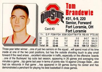 1992-93 Ohio State Buckeyes #3 Tom Brandewie Back