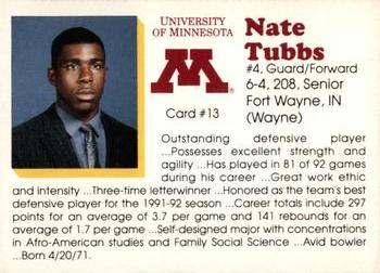 1992-93 Minnesota Golden Gophers #13 Nate Tubbs Back