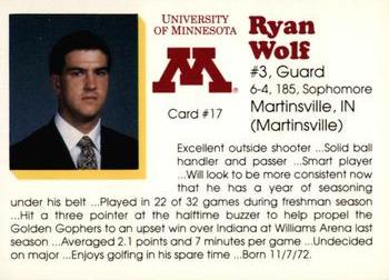 1992-93 Minnesota Golden Gophers #17 Ryan Wolf Back