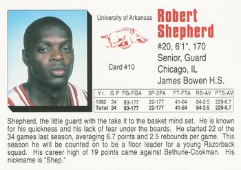 1992-93 Arkansas Razorbacks #10 Robert Shepherd Back