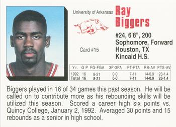 1992-93 Arkansas Razorbacks #15 Ray Biggers Back