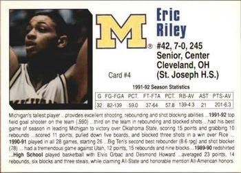 1992-93 Michigan Wolverines #4 Eric Riley Back