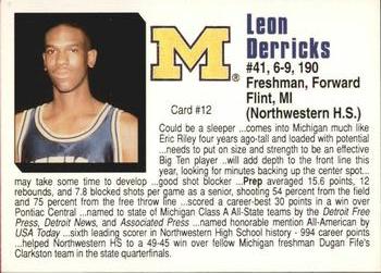 1992-93 Michigan Wolverines #12 Leon Derricks Back