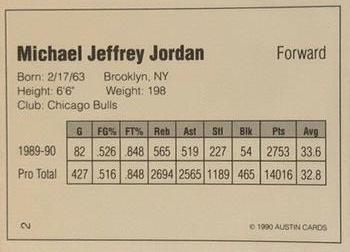 1990 Austin Cards NBA Paintings (unlicensed) #2 Michael Jordan Back